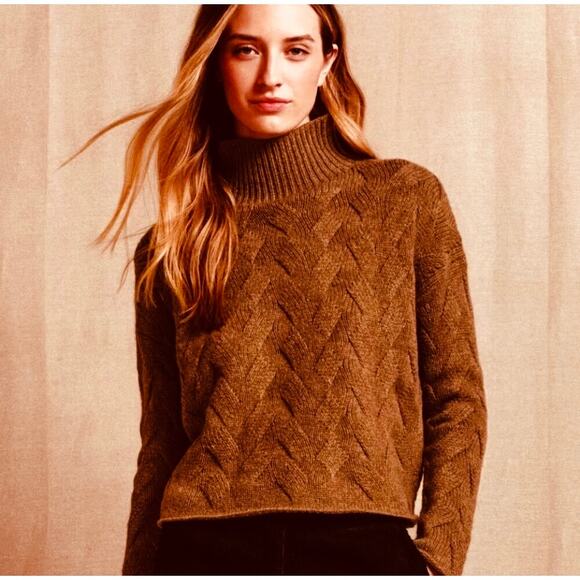 Poetry Rust Brown Funnel Neck Lambswool Chunky Sweater Capsule Academia Preppy 6 - Picture 1 of 7